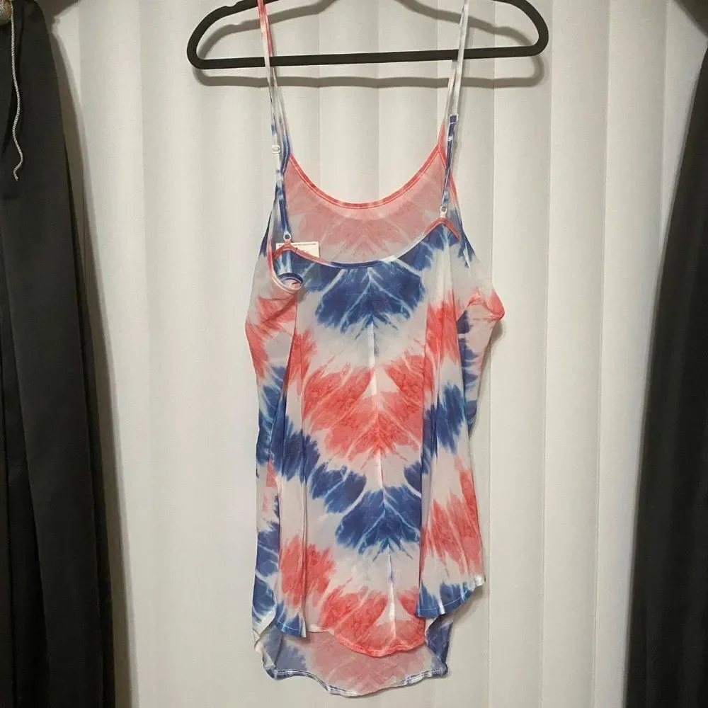 OP swimsuit coverup top red/blue/white adjustable straps